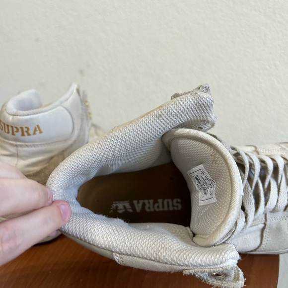 Supra Vaider LC Skate Shoe High Top Sneaker Men's Size 9 Off White Gold Cream - Picture 9 of 12